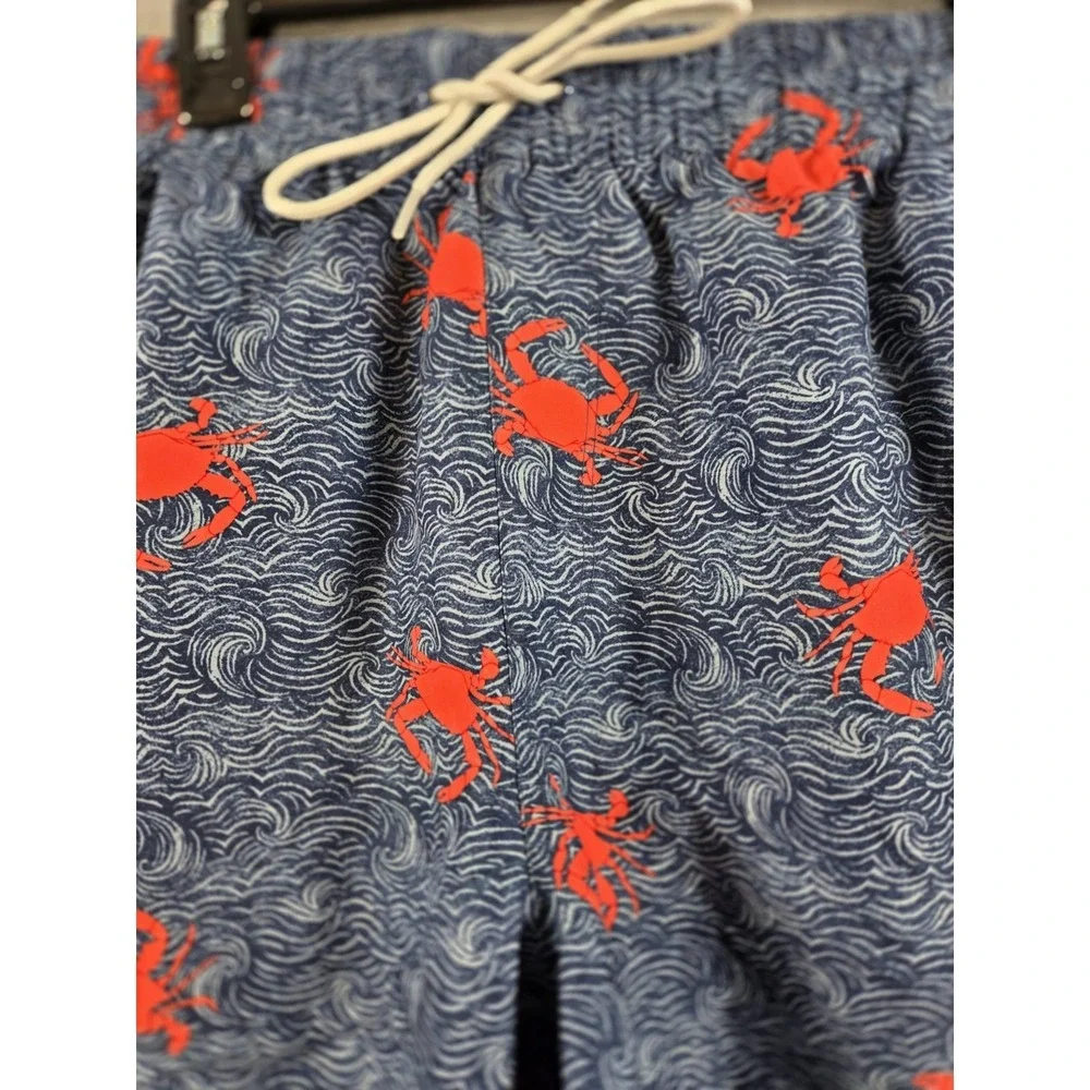 OLD NAVY Swim Trunks XL Red Crabs Nautical Mesh Pockets Elastic Tie Waist NEW